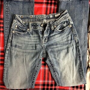 Miss Me MP6224B Mid-Rise Bootcut Jeans TALL 34" Inseam Rhinestone Cross